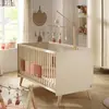 Image de Lit Évolutif - Little Big Bed Sur Pieds En Bois Avec Têtes Panneaux Imitation Bois - Melinee Marron/beige