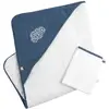 Image de Cape De Bain Et Gant En Coton Matelassé Et Éponge - Petit Coeur Blanc/bleu