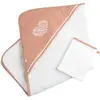 Image de Cape De Bain Et Gant En Coton Matelassé Et Éponge - Petit Coeur Blanc/rose