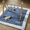 Image de Grand Tapis De Jeu En Coton Matelassé - Petit Nuage Blanc/bleu