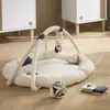 Image de Tapis D'éveil Rond En Bouclette Coton Bio - Petit Nuage Blanc/bleu