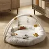 Image de Tapis D'éveil Rond En Bouclette Coton Bio - Petit Nuage Blanc/jaune