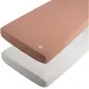 Image de Lot De 2 Draps Housse En Coton Pour Lit Bébé - Petit Coeur Rose
