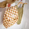 Image de Sac À Dos Maternelle En Coton Imprimé Damier Caramel