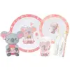 Image de Set vaisselle verre, assiette, assiette creuse, 2 couverts et une peluche enfant Fun House Mimi Koala Gris TU 006367