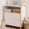 Image de Commode En Bois 2 Tiroirs 1 Étagère - Kima Blanc