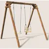 Image de Portique En Bois Carré 2 Agrès Avec Balançoire Bébé Ambre Marron