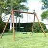 Image de Portique En Bois Rond 3 Agrès Avec Face À Face Pacco Marron