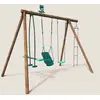 Image de Portique En Bois Rond 4 Agrès Balançoire Bébé, Échelle Et Face À Face Suzon Marron