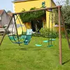 Image de Portique En Bois Rond 4 Agrès Avec Balançoire Bébé Et Face À Face Suzanne Marron