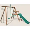 Image de Portique En Bois Rond 3 Agrès Avec Face À Face, Échelle Et Toboggan Bas Mûrier Marron