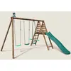 Image de Portique En Bois Rond 3 Agrès Avec Face À Face Et Toboggan Violette Marron