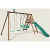 Image de Portique En Bois Rond 3 Agrès Avec Face À Face Et Toboggan Narcisse Marron