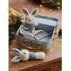 Image de Doudou plat lapin personnalisable + hochet en mallette dans les bois