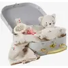 Image de Coffret doudou personnalisable + anneaux de dentition + lange avec mallette CHERRY rouge