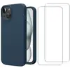 Image de Coque iPhone 15 et 2 écrans de protection - Silicone - Bleu en occasion ou reconditionné