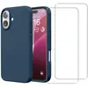 Image de Coque iPhone 16 et 2 écrans de protection - Silicone - Bleu en occasion ou reconditionné