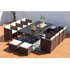 Image de Salon de jardin encastrable 12 places fauteuils et poufs en résine tressée - MIAMI 12