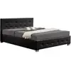 Image de Lit design capitonné 140 x 190 cm noir avec coffre de rangement Newington