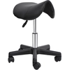 Image de HOMCOM Tabouret à roulettes, tabouret de massage avec hauteur réglable 43-55 cm et selle ergonomique, chaise de travail à roulettes pivotant 360°, pour salon de massage, tatouage, clinique, spa, noir
