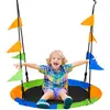 Image de Balançoire Nid D'oiseau Ronde Balançoire Panier Ø 100 Cm 2 Anneaux Inclus Métal Époxy Pp Oxford Haute Densité Drapeaux Multicolores Multicolore