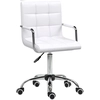 Image de HOMCOM Chaise de bureau fauteuil manager pivotant hauteur réglable revêtement synthétique capitonné blanc