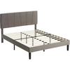 Image de HOMCOM Cadre de lit double, 140 x 190 cm, lit 2 personnes, cadre métallique, tête réglable, avec sommier, rangement, montage fac