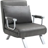 Image de HOMCOM Fauteuil chauffeuse canapé-lit Convertible 1 Place déhoussable Grand Confort Coussin Pieds accoudoirs métal suède Gris