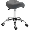 Image de HOMCOM Tabouret à roulettes, tabouret de massage avec hauteur réglable 49-61 cm et selle ergonomique, chaise de travail à roulettes pivotant 360°, pour salon de massage, tatouage, clinique, spa, gris