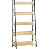 Image de HOMCOM Étagère bibliothèque Style Industriel incliné 5 Niveaux 70L x 35l x 150H cm Coloris chêne Clair Noir