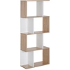 Image de HOMCOM Bibliothèque à 4 niveaux, meuble de rangement en forme de S avec étagères, étagère de rangement pour salon, chambre bureau, 60 x 24 x 148 cm, bois naturel et blanc
