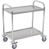 Image de HOMCOM Chariot de service desserte de cuisine à roulettes 2 étagères 80L x 45l x 82H cm acier inox. chromé