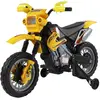 Image de Moto Cross Électrique Enfant 6v Phares Klaxon Musiques Roues Auxiliaires Amovibles Jaune