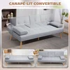 Image de HOMCOM Canapé convertible 3 places, canapé-lit capitonné à dossier ajustable 3 positions, avec 2 coussins et 2 supports à verres intégrés