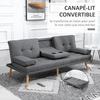 Image de HOMCOM Canapé convertible 3 places, canapé lit matelassé avec dossier ajustable 3 niveaux, 2 coussins et 2 porte gobelets intégrés