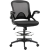 Image de Vinsetto Chaise bureau ergonomique, fauteuil de bureau avec repose-pieds, chaise de dessin à dossier en maille, hauteur réglable, accoudoirs, assise rembourrée et pivotante 360°, noir