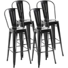 Image de HOMCOM Lot de 4 tabourets de Bar en Métal Tabouret haut Chaise de bar Industriel avec Dossier Hauteur Assise 76,5 cm mét Noir