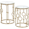 Image de HOMCOM Tables gigognes Lot de 2 Tables Basses Rondes Design Style Art déco Ø 41 et Ø 36 cm métal doré Verre trempé 5 mm