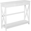 Image de HOMCOM Table Console Table d'entrée avec 1 tiroir + 1 étagère dim. 100L x 30l x 81H cm en bois Blanc