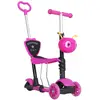 Image de Trottinette Enfant Évolutive 3 Roues - Hauteur Guidon Réglable - Canne Telescopique - Selle Dossier Amovible Rose