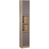 Image de HOMCOM Meuble colonne rangement salle de bain style cosy 30 x 24 x 170 cm 2 portes étagère 2 niches chêne clair gris