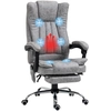 Image de HOMCOM Fauteuil de bureau massant chauffant fauteuil bureau confortable hauteur réglable dossier inclinable repose-pied revêteme