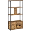 Image de Bibliothèque HOMCOM, étagère avec 4 étagères, 2 tiroirs et porte, 58x24x122 cm, étagère industrielle pour salon, chambre, bureau, brun rustique