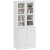Image de HOMCOM Bibliothèque vitrine, buffet salon, meuble de rangement avec 2 portes verre, 2 portes bois, 4 étagères réglables, pour salon, bureau, chambre, blanc
