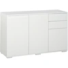 Image de HOMCOM Buffet meuble de rangement 2 tiroirs coulissants 3 portes étagère réglable panneaux de particules 117 x 36 x 74 cm blanc