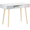 Image de HOMCOM Bureau enfant style scandinave avec tiroir et compartiment de rangement 100L x 48l x 76,5H cm MDF et pin blanc gris et ro