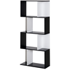 Image de HOMCOM Étagère à 5 niveaux, armoire de rangement en forme de S avec étagères, étagère de rangement pour salon, chambre ou bureau, dimensions 60 x 24 x 148 cm, noir et blanc