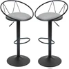 Image de HOMCOM Lot de 2 tabourets de Bar Design néo-rétro réglable pivotant avec Repose-Pied métal Noir Lin Gris