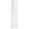 Image de HOMCOM Meuble Colonne Salle de Bain 3 niches Placard Porte persienne 3 étagères MDF Panneaux de Particules Blanc