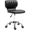 Image de HOMCOM Tabouret à roulettes - tabouret de travail pivotant 360° - - tabouret ergonomique - hauteur assise réglable 47-62 cm - revêtement synthétique matelassé noir métal chromé